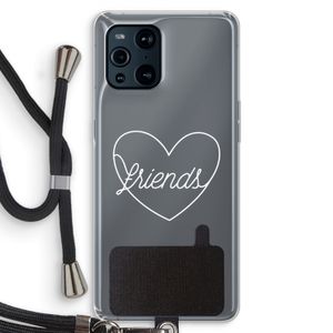 Friends heart pastel: Oppo Find X3 Pro Transparant Hoesje met koord