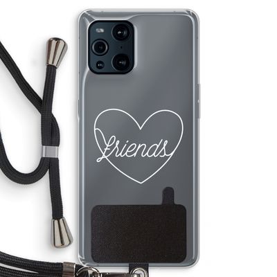 Friends heart pastel: Oppo Find X3 Pro Transparant Hoesje met koord