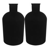 Countryfield vaas - 2x stuks - mat zwart - glas - fles - D17 x H31 cm - Vazen - thumbnail