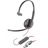 HP Poly Blackwire C3210 Over Ear headset Computer Kabel Mono Zwart Headset, Volumeregeling, Microfoon uitschakelbaar (mute)