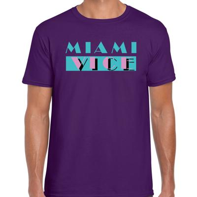 Toppers verkleed T-shirt heren - Miami Vice - paars - Tropische feestkleding Toppers verkleed T-shirt heren - Miami Vice - paars - Tropische feestkleding