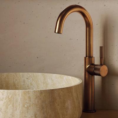 Wastafelkraan SaniClear Highriser Curved | Opbouw | Mengkraan | Hoog model | Verouderd messing
