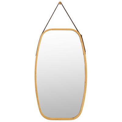 Sieraden Spiegel met Bamboe Frame en Verstelbare Leren Riem 77 x 44 x 1,5 cm
