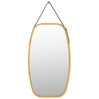Sieraden Spiegel met Bamboe Frame en Verstelbare Leren Riem 77 x 44 x 1,5 cm