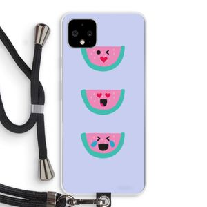 Smiley watermeloen: Pixel 4 XL Transparant Hoesje met koord