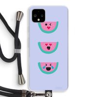 Smiley watermeloen: Pixel 4 XL Transparant Hoesje met koord