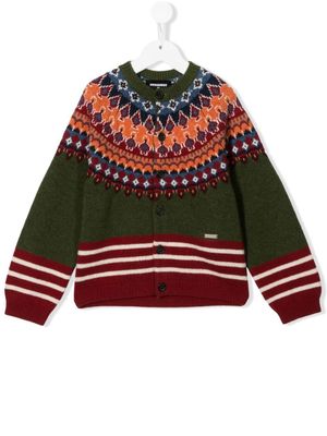 DSQUARED2 KIDS cardigan en maille à boutonnière - Vert