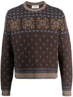 Thom Browne pull en maille intarsia à col rond - Marron - thumbnail