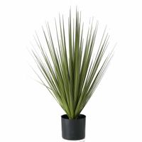 Kunstplant Carex - groen - siergras - in zwarte pot - 78 cm