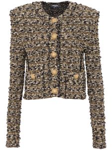 Balmain veste en tweed à coupe crop - Or