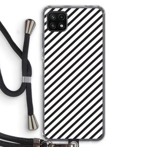 Strepen zwart-wit: Samsung Galaxy A22 5G Transparant Hoesje met koord
