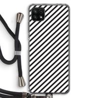 Strepen zwart-wit: Samsung Galaxy A22 5G Transparant Hoesje met koord Strepen zwart-wit: Samsung Galaxy A22 5G Transparant Hoesje met koord