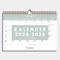 A4 Maandkalender 2025 - 2026 Grijsgroen A4 Maandkalender 2025 - 2026 Grijsgroen