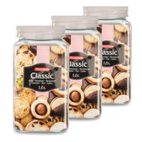 Plasticforte keuken voorraadpot - Set van 4x stuks - weckpot - taupe - 1.6 liter - kunststof