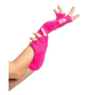 Verkleed handschoenen vingerloos - roze - one size - voor volwassenen