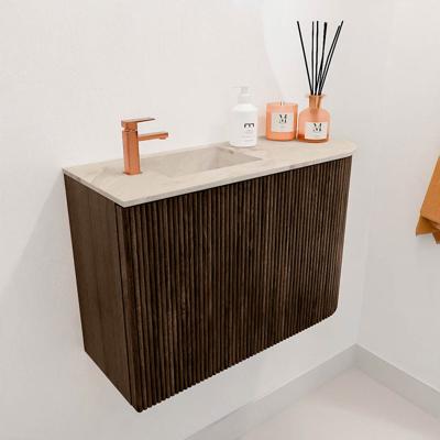 Toiletmeubel Mondiaz Joya Dlux | 61.6 cm | Meubelkleur Walnut | Faye wastafel Frappe Wasbak Links | 1 kraangat