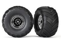Traxxas - Tires & wheels, assembled, glued (chrome wheels, Terra Groov, TRX-3665X (TRX-3665X)