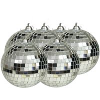 Grote discobal kerstballen - 6x stuks - zilver - 10 cm - kunststof - thumbnail