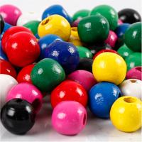 Creativ Company Houten kralen, d 10 mm, gatgrootte 3 mm, ca. 70 div, diverse kleuren, 20 gr/ 1 doos