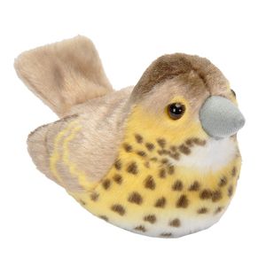 Knuffeldieren vogels met geluid zanglijsterje 13 cm