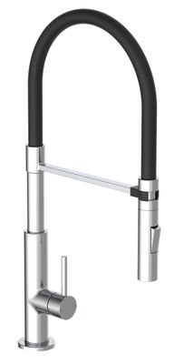 Schutte STILO ééngreepsmengkraan keuken met soft-touch slang | chroom-zwart
 79180