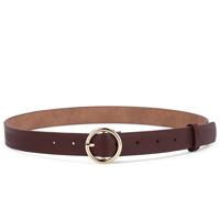 Gouden Ring riem vrouwelijke PU lederen taille riemen jeans broek (koffie)