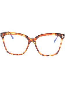 TOM FORD Eyewear lunettes de vue oversize à effet écailles de tortue - Marron