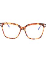 TOM FORD Eyewear lunettes de vue oversize à effet écailles de tortue - Marron - thumbnail