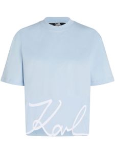 Karl Lagerfeld t-shirt Signature en coton biologique - Bleu