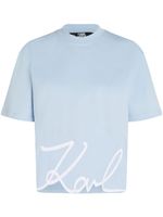 Karl Lagerfeld t-shirt Signature en coton biologique - Bleu - thumbnail