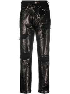 Philipp Plein jean brodé de sequins à taille haute - Noir