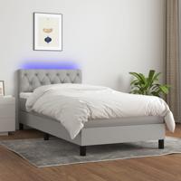 Boxspring met matras en LED stof lichtgrijs 80x200 cm