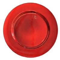 Kaarsenbord - rood - glimmend - rond - 33 cm - kunststof - plateau - onderbord