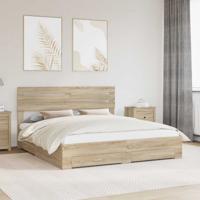 Bedframe met lade met hoofdeinde met opslag Bewerkt hout
