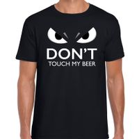 Dont touch my beer / bier t-shirt zwart heren met gemene ogen