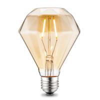 Edison Vintage LED lamp E27 LED filament lichtbron, Diamond D95, 9.5/9.5/13.5cm, Amber, Retro LED lamp 2W 160lm 2700K, warm wit licht, geschikt voor E27 fitting