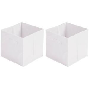 Opbergmand/kastmand Square Box - 2x - karton/kunststof - 29 liter - wit - 31 x 31 x 31 cm