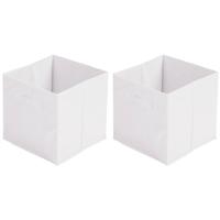 Opbergmand/kastmand Square Box - 2x - karton/kunststof - 29 liter - wit - 31 x 31 x 31 cm