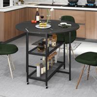 Opvouwbare Eettafel met Marmerlook Mobiele Klaptafel voor 2-4 Personen Keukentafel Zwart