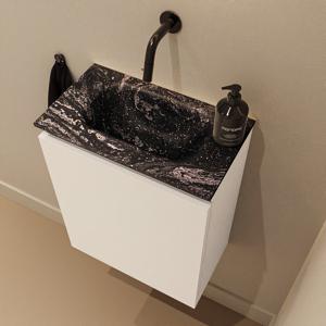 Toiletmeubel Mondiaz Ture Dlux | 40 cm | Meubelkleur Talc | Eden wastafel Lava Midden | Zonder kraangat