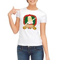 Foute kerst t-shirt wit Touch my jingle bells voor dames - thumbnail