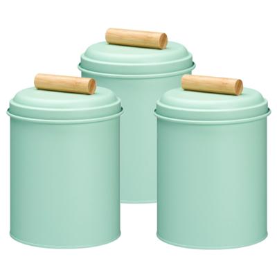 Voorraadpot / koekjes bewaarblik Bart - 3x - 14 x 20 cm - metaal - mintgroen - keuken voorraadpotten