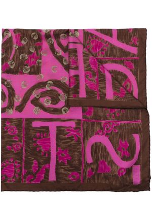 Christian Lacroix Pre-Owned foulard en soie à imprimé abstrait (années 2000) - Marron