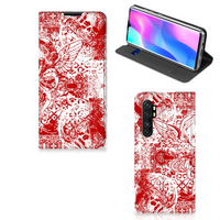 Mobiel BookCase Xiaomi Mi Note 10 Lite Angel Skull Rood