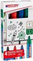 Edding flipchartmarker E-380, geassorteerde kleuren, blister van 4 stuks