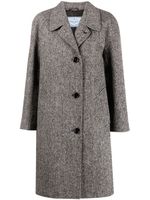 Prada manteau en tweed à simple boutonnage - Gris