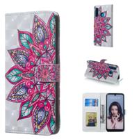 Halve bloem patroon 3D horizontale Flip lederen case voor Huawei P30 lite met houder & kaartsleuven & foto frame & portemonnee