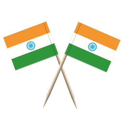 Cocktailprikkers vlag India - 100x stuks - 8 cm vlaggetjes - landen decoratie - Prikkertjes