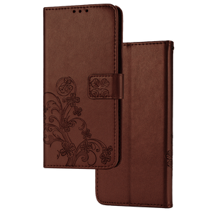 OPPO Find X3 Lite hoesje - Bookcase - Pasjeshouder - Portemonnee - Bloemenprint - Kunstleer - Bruin