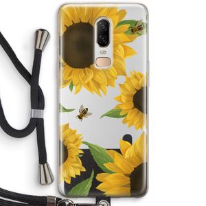 Sunflower and bees: OnePlus 6 Transparant Hoesje met koord